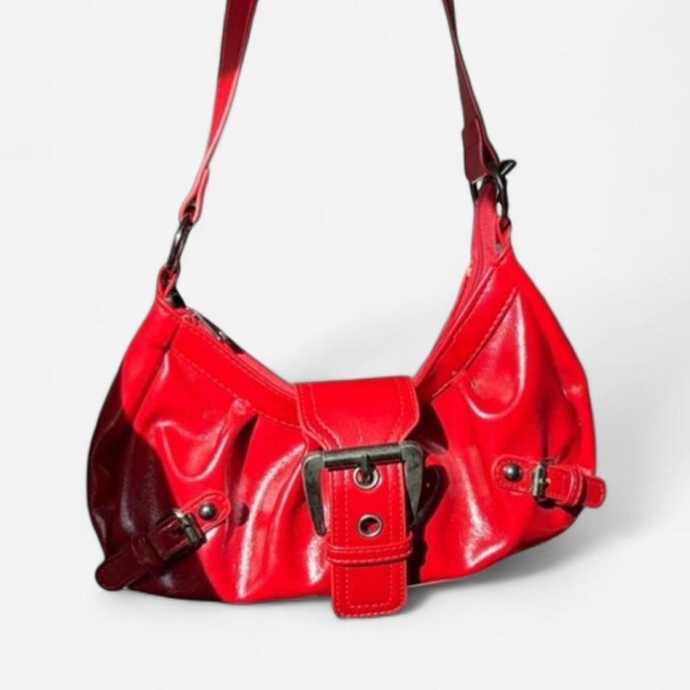 Red Faux Leather Women's Shoulder Bag